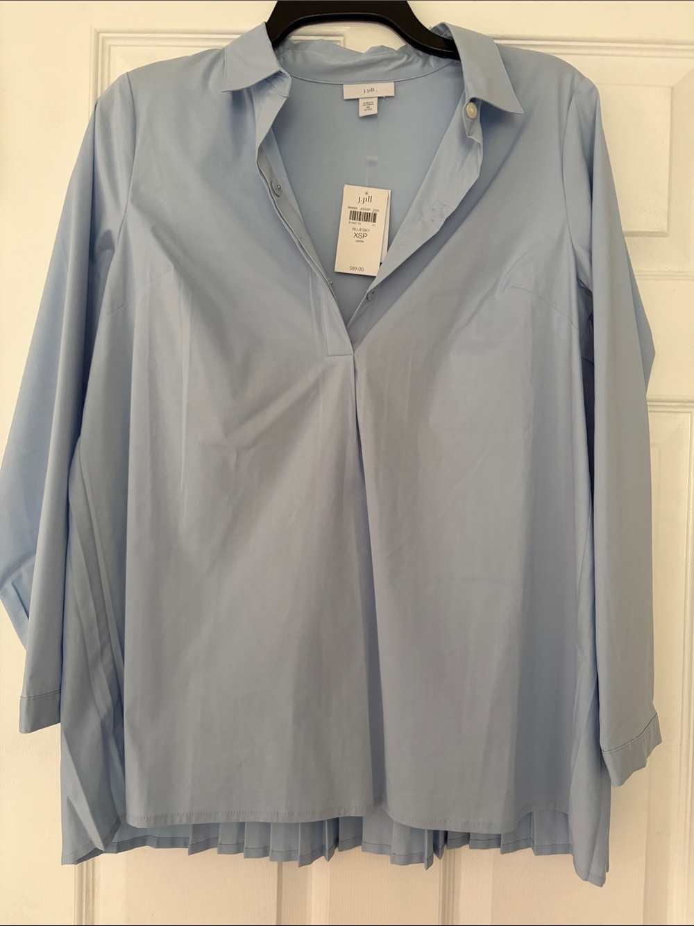 J. Jill Pale Blue Pleated Back Blouse